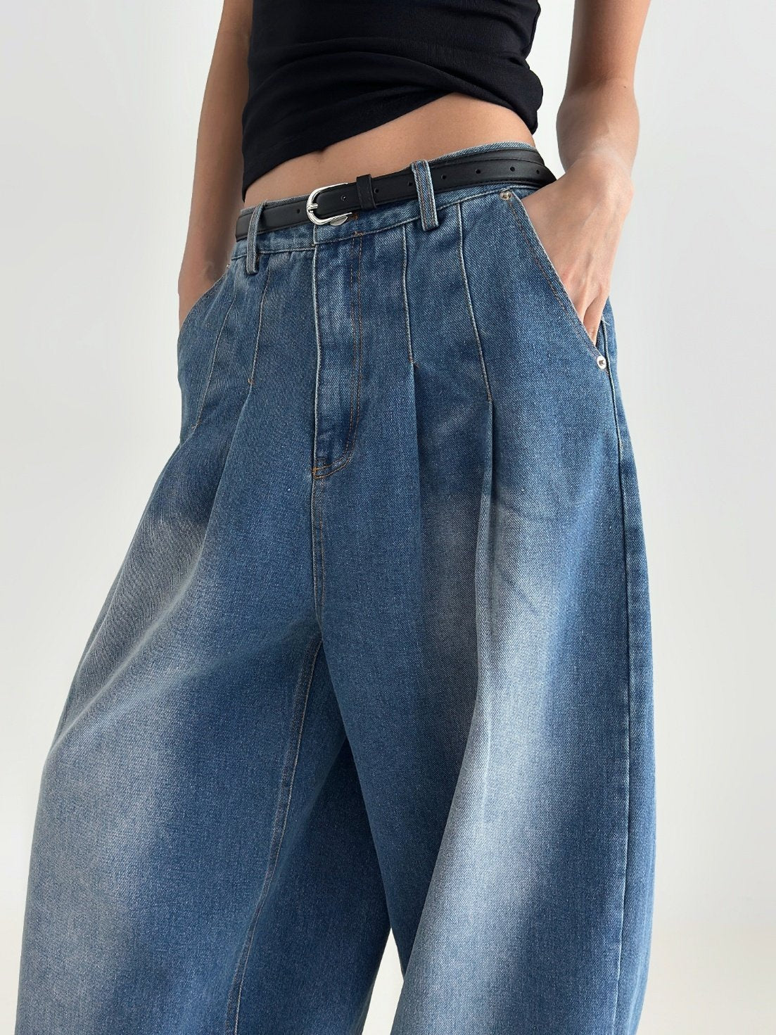 Rise Two-Tuck Wide Jeans