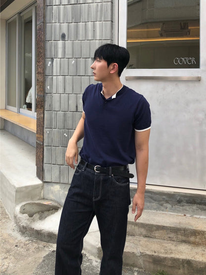 Trim Henley Knit