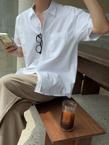 Pigment-Washed Nylon Shirt Jacket