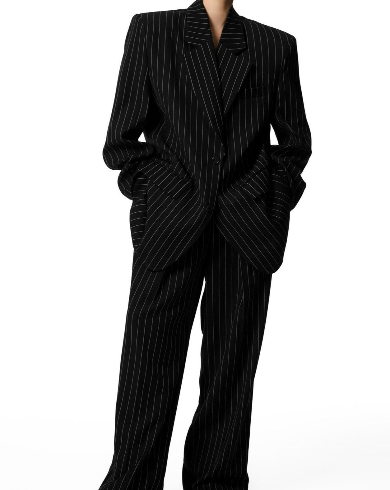 [PAPERMOON] SS / Wide Pin Stripe Set Up Suit Single Blazer