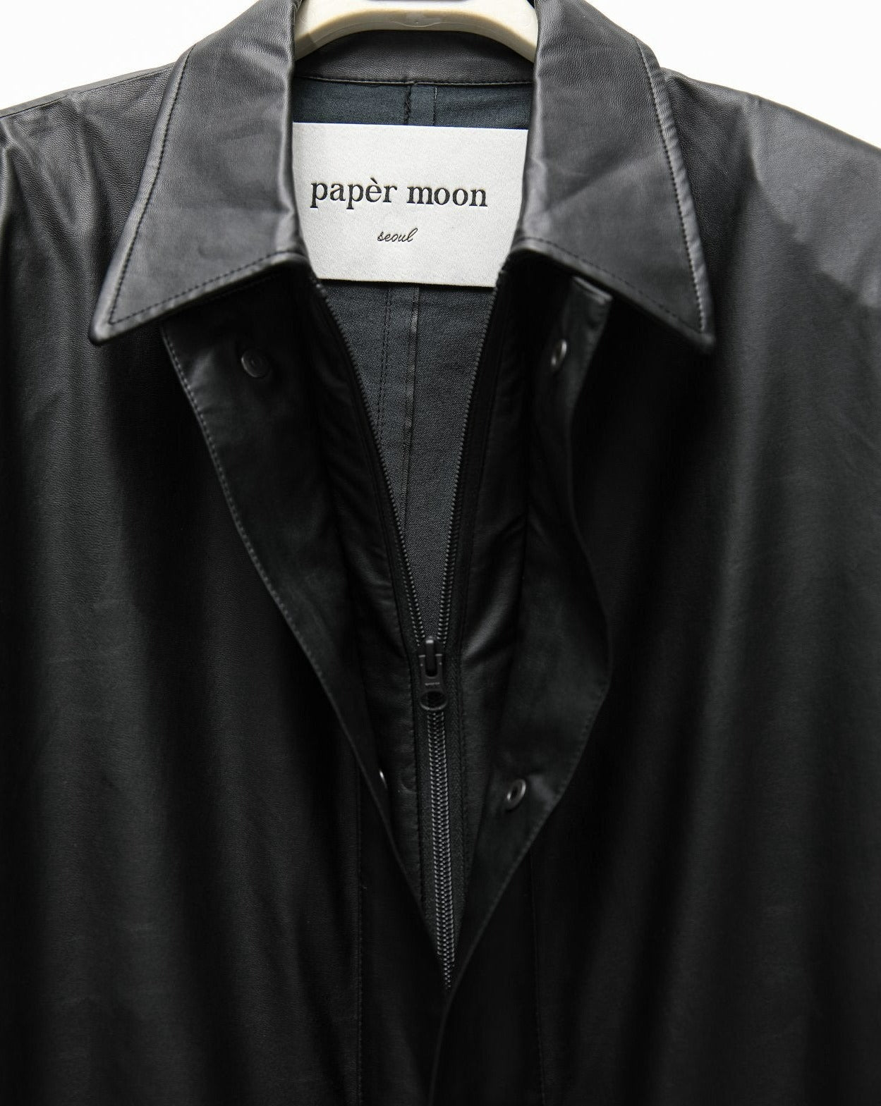 【PAPERMOON 페이퍼 문】SS / Oversized Vegan Leather Snap Button Detail Jumpsuit