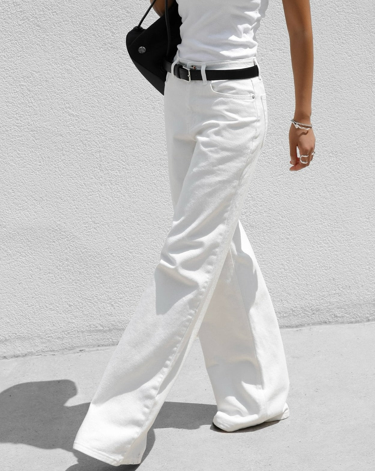 [PAPERMOON] SS / High Rise Wide Leg White Denim Pants