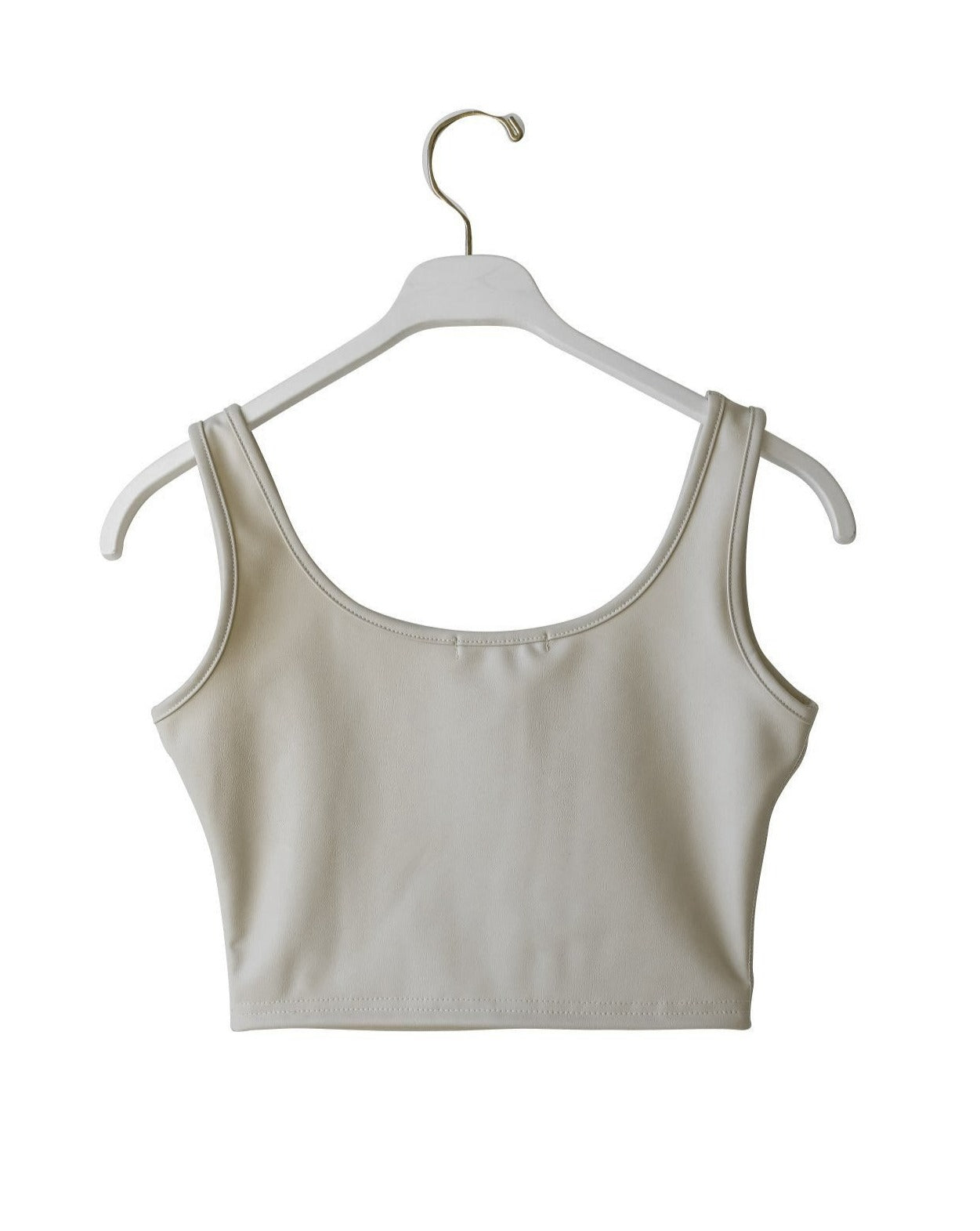 [PAPERMOON] SS / Vegan Leather Cropped Sleeveless Tank Top