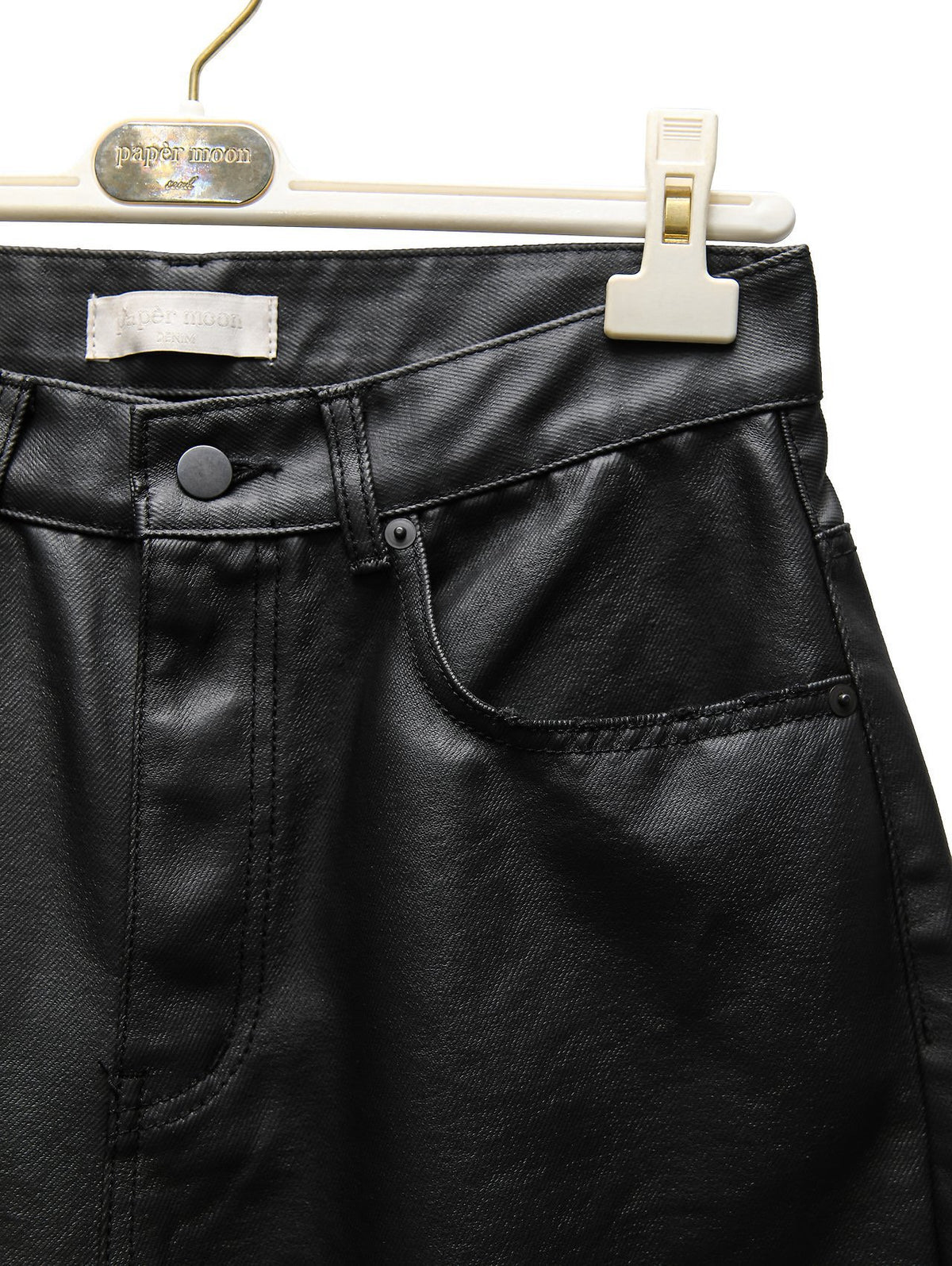 PAPERMOON Oversized Black Coated Denim Jeans