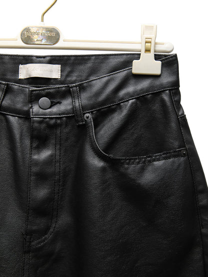 PAPERMOON Oversized Black Coated Denim Jeans