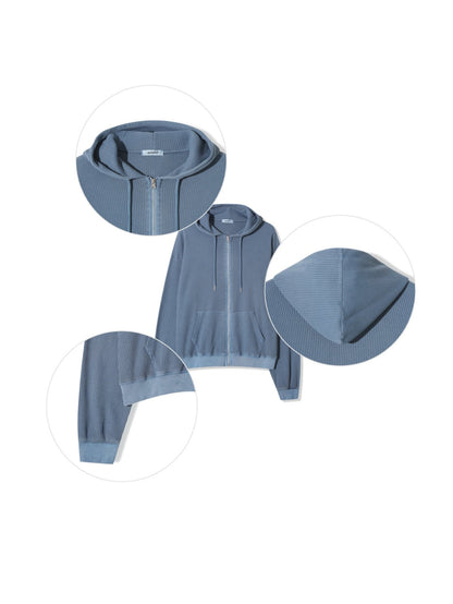 Waffle Hooded Zip-up