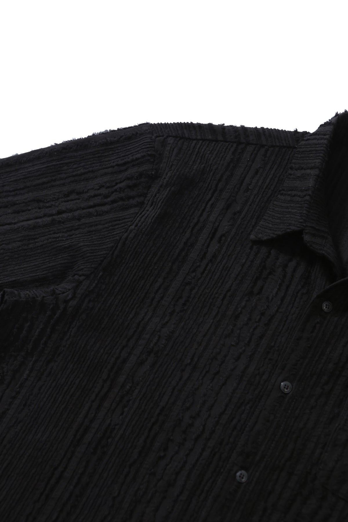 Crinkle Texture Open-Collar Shirt