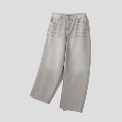 Sand Washed Wide Denim Pants