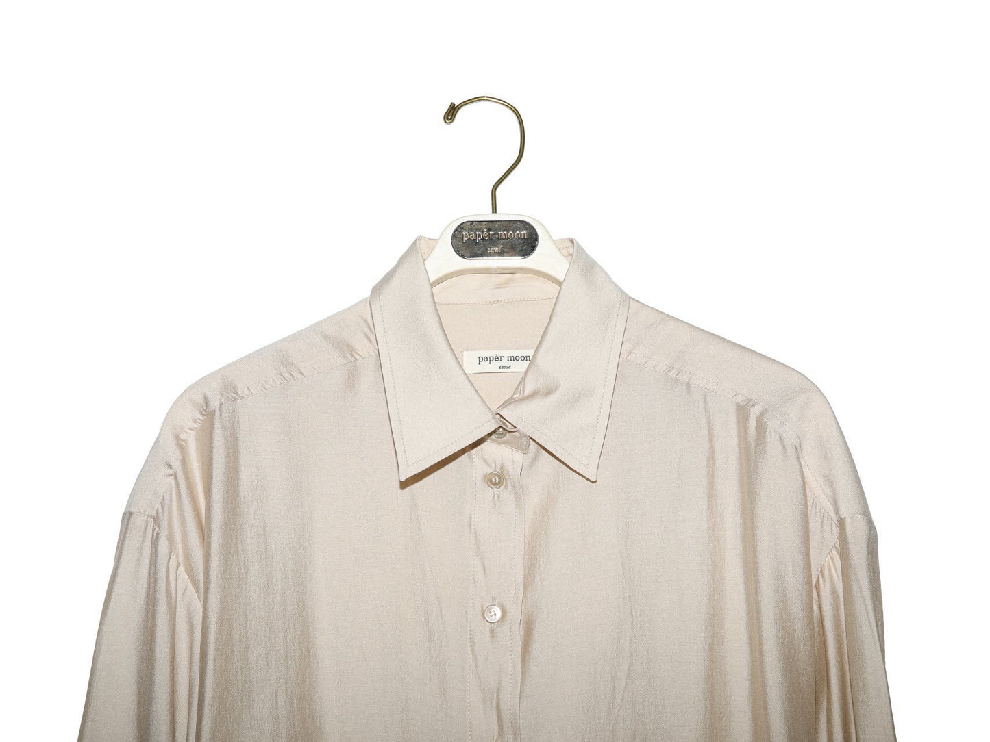 [PAPERMOON] SS / Sheer Silky Classic Button Down Shirt
