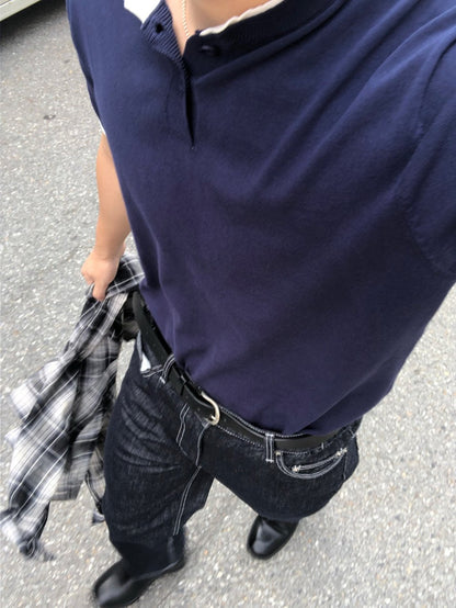 Trim Henley Knit