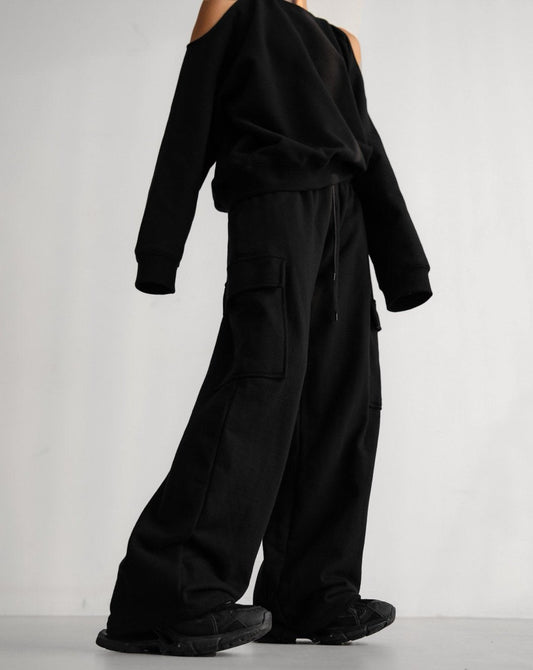 [PAPERMOON] SS / Cargo Pocket Wide Sweatpants