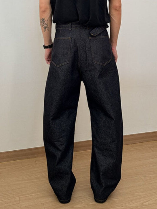 Non-Fade Wide Tapered Denim Pants