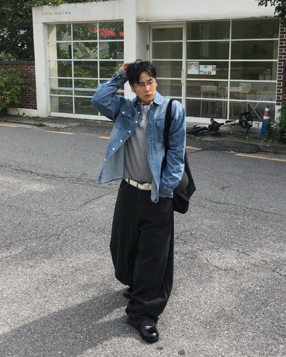 Broad Stripe Denim Set-up
