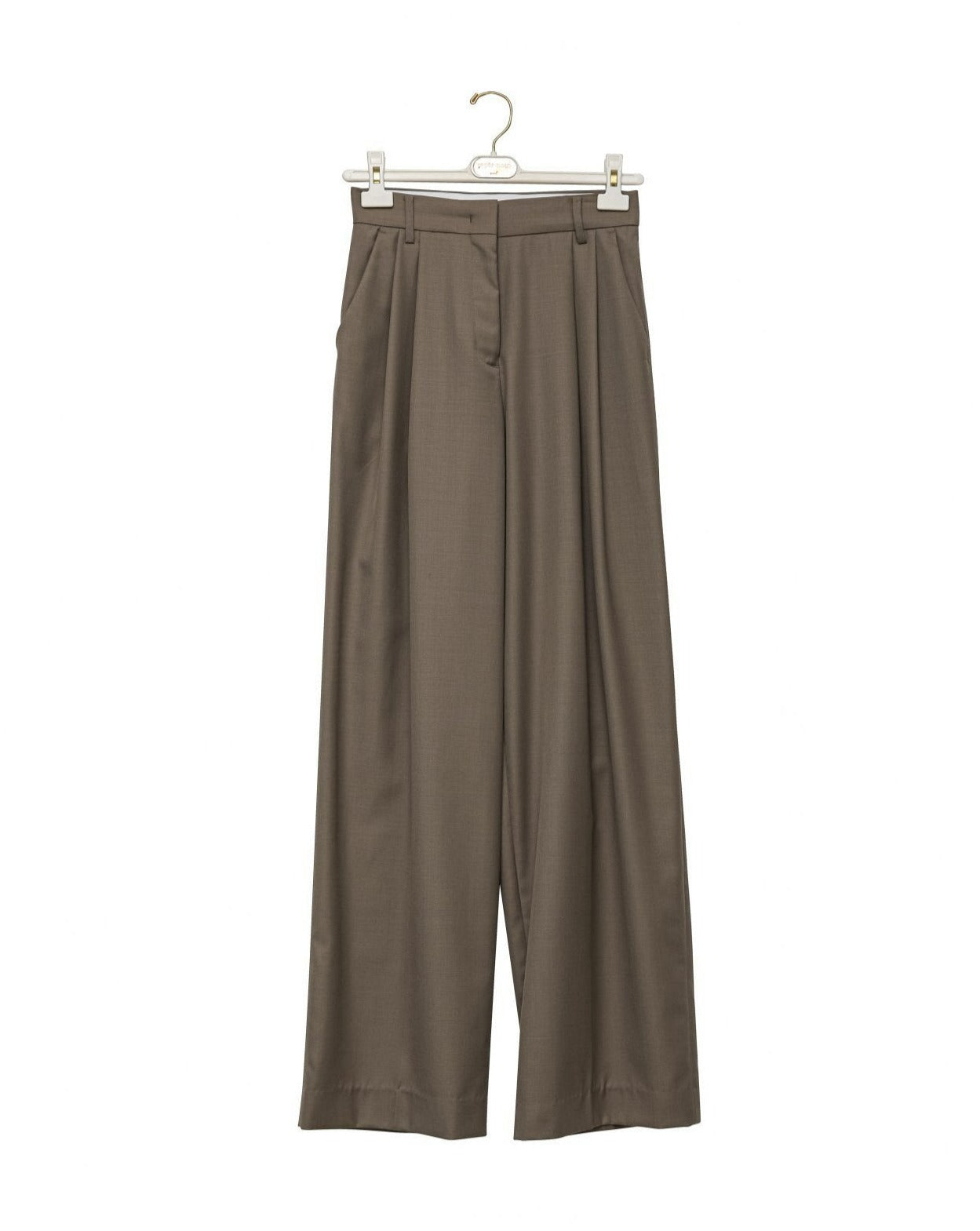 【PAPERMOON 페이퍼 문】SS / Sharkskin Fabric Pin Tuck Set Up Wide Trousers