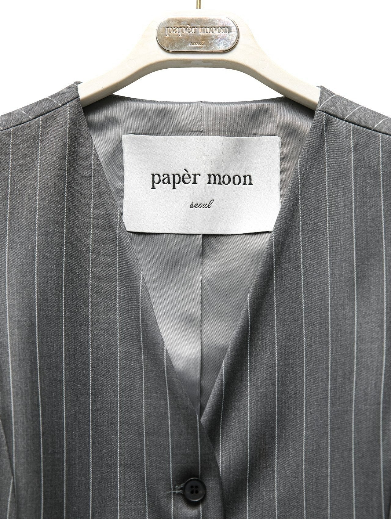 【PAPERMOON ペーパームーン】SS / Wide Pin Stripe Set Up Suit Vest