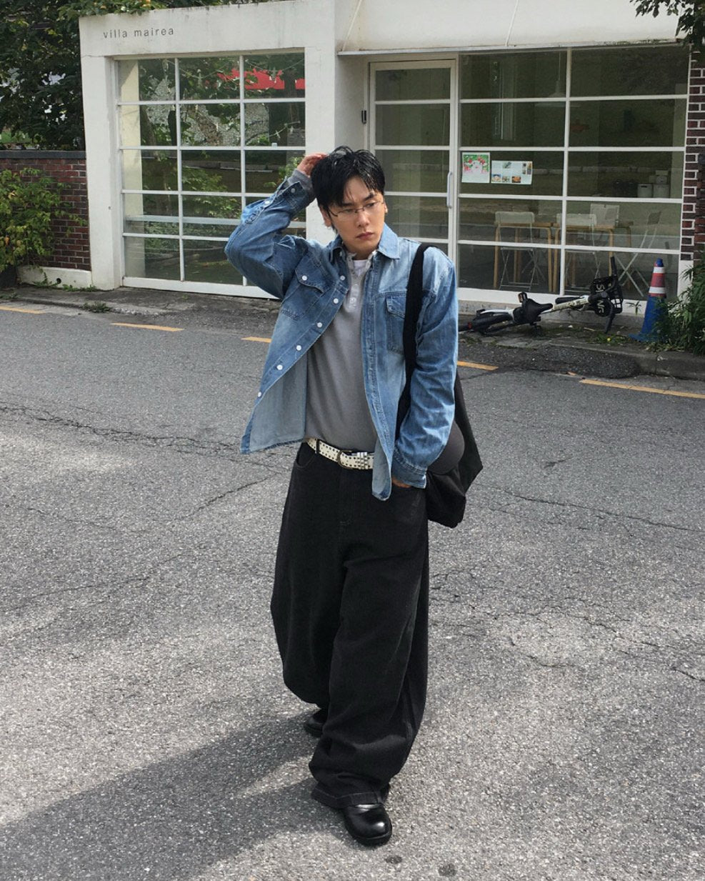 Broad-Stripe Denim Pants