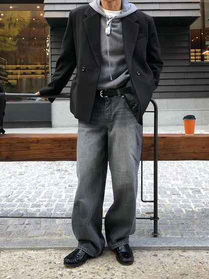 Deep Gray Brushed Denim