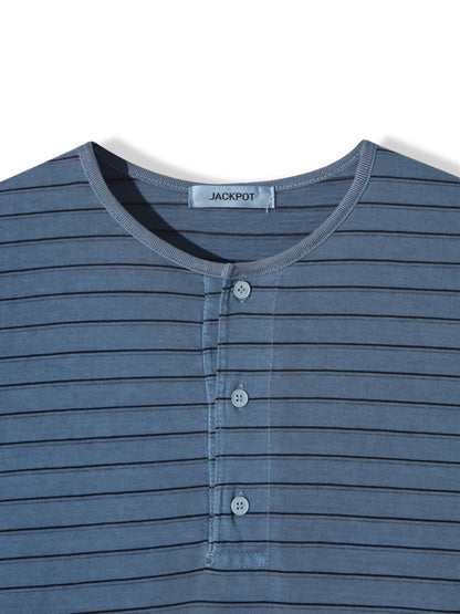 Pigment Stripe Henley Long Sleeve Tee