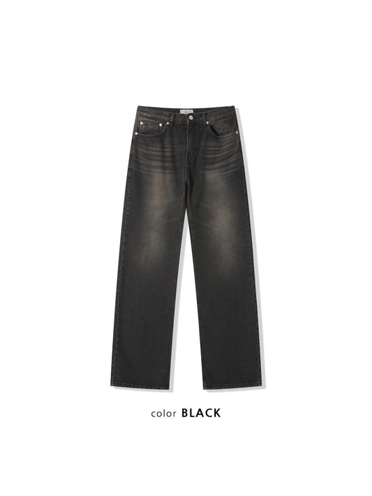 Vintage Wash Wide Denim Pants