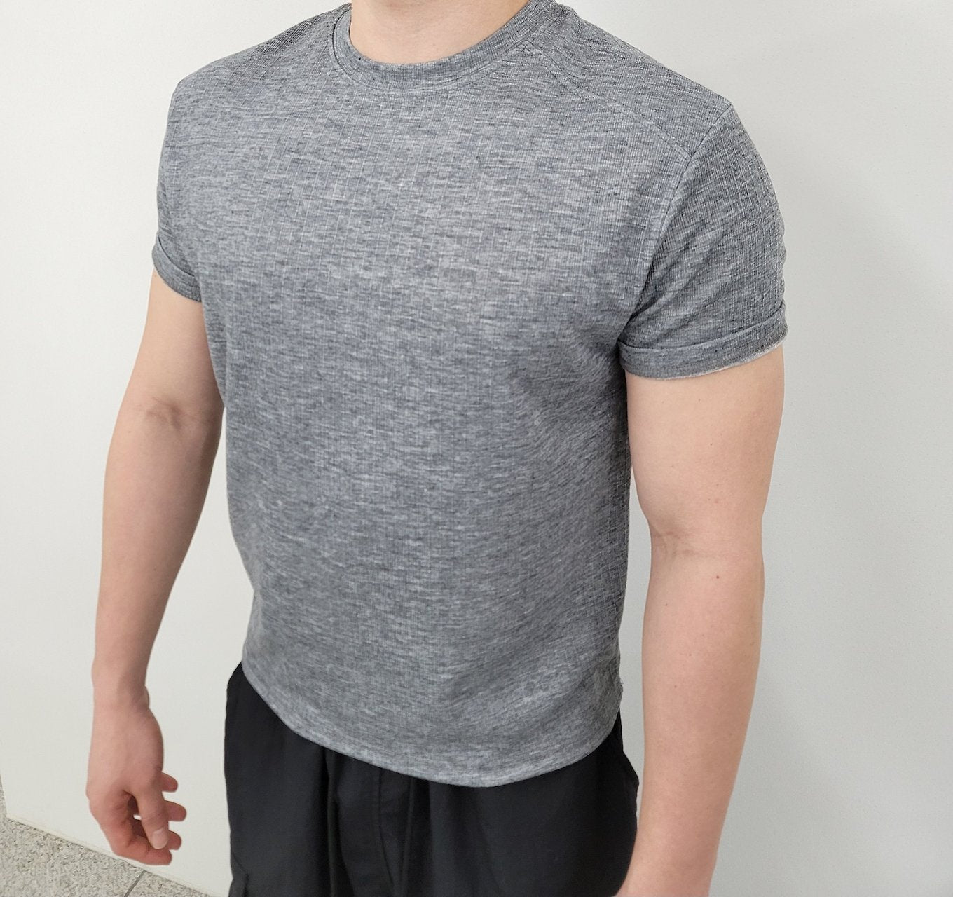 Shoulder Muscle Ribbed T-Shirt