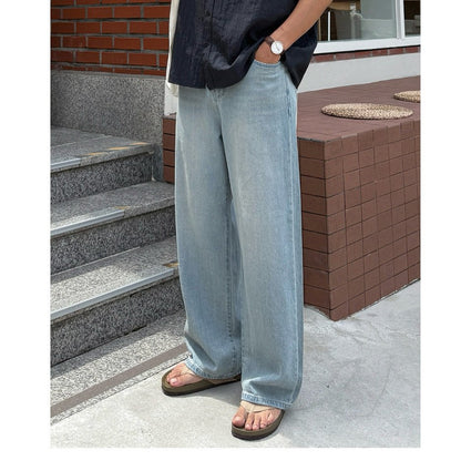 Linen Blend Back-Band Wide Denim