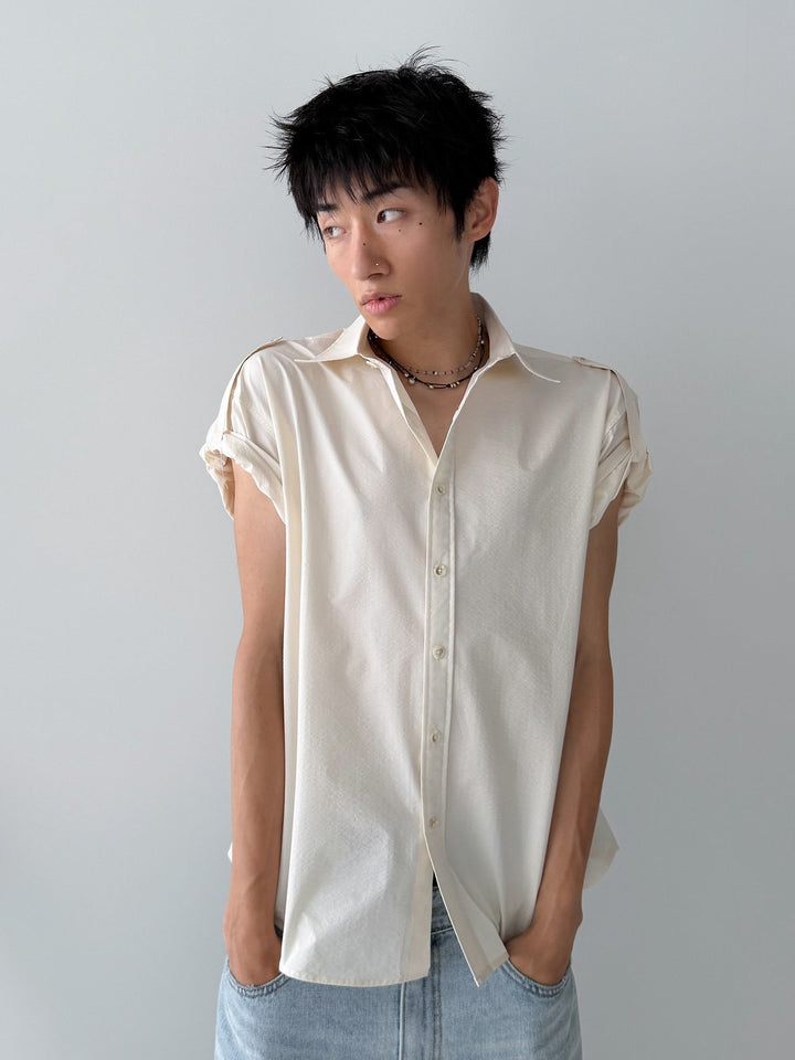 Pigment-Washed Nylon Shirt Jacket