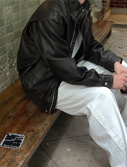 Glow Leather Blouson Jacket