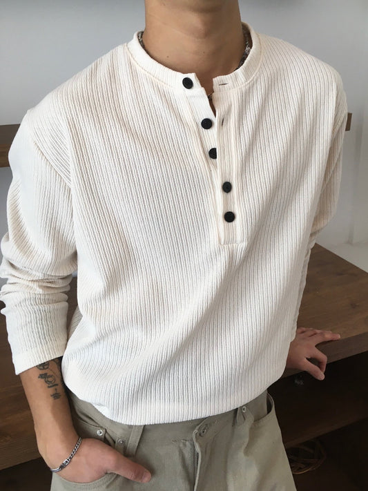 Soft Rib Henley Neck Knit