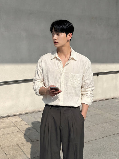 Crinkle Cozy Semi-Wide Shirt