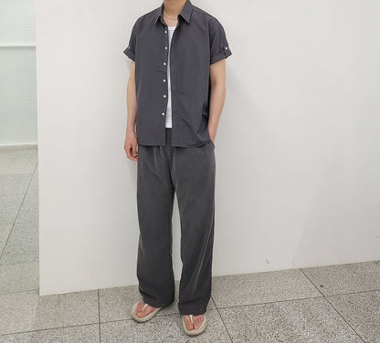Wide Shoulder Nylon Roll-Up Shirt