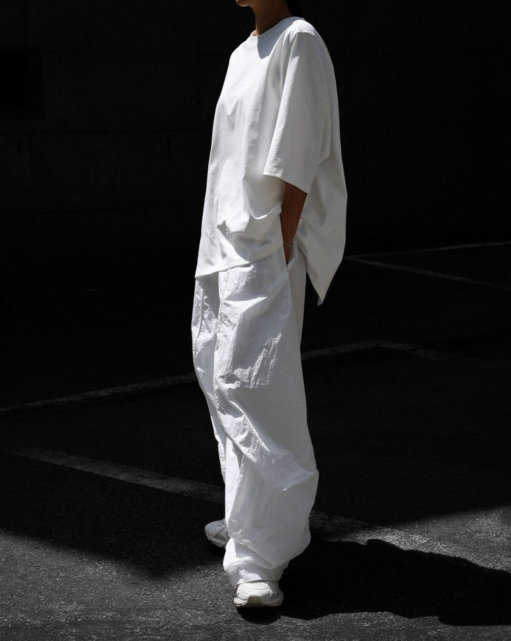 [PAPERMOON] SS / Nylon Drawstring Wide Twist Pattern Trousers