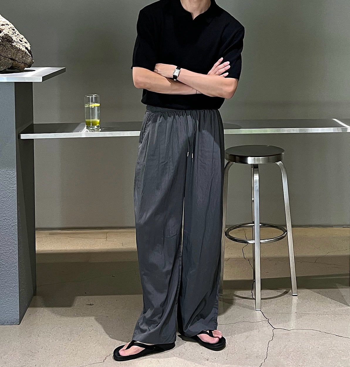 Pigment-Washed Nylon Shirt Jacket