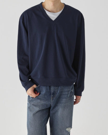 レイヤードVネック長袖Tシャツ