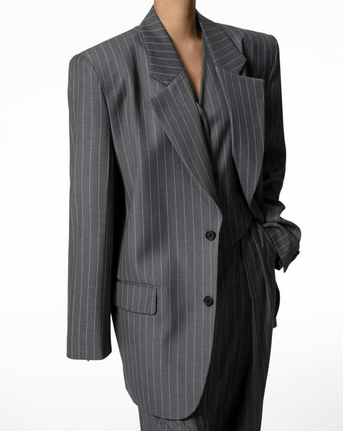 [PAPERMOON] SS / Wide Pin Stripe Set Up Suit Single Blazer