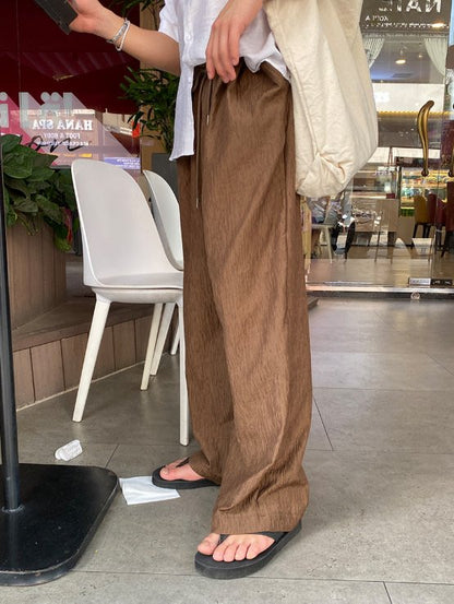 Crinkle Texture Wide Pants