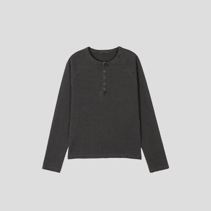 Waffle Pigment Henley Neck Tee