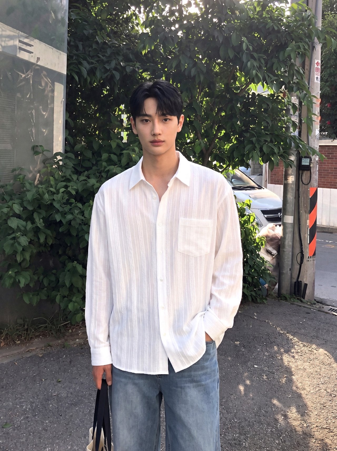 Pigment-Washed Nylon Shirt Jacket