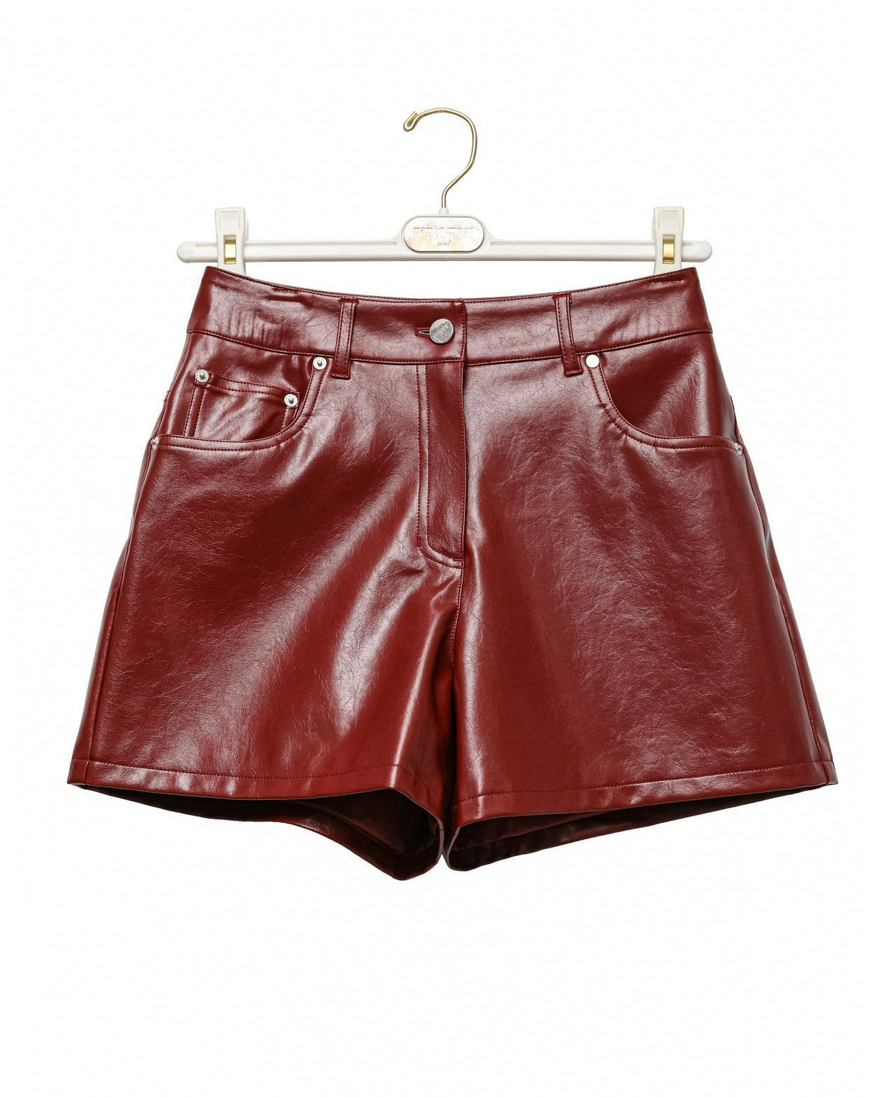 [PAPERMOON] SS / Denim Detail Vegan Leather Short Pants