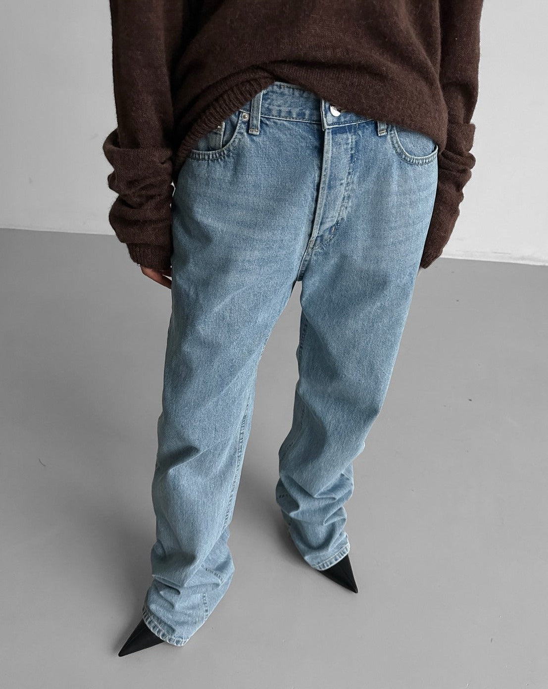 【즉납】【PAPERMOON 페이퍼 문】AW / Maxi Length Button Fly Boyfriend Jeans