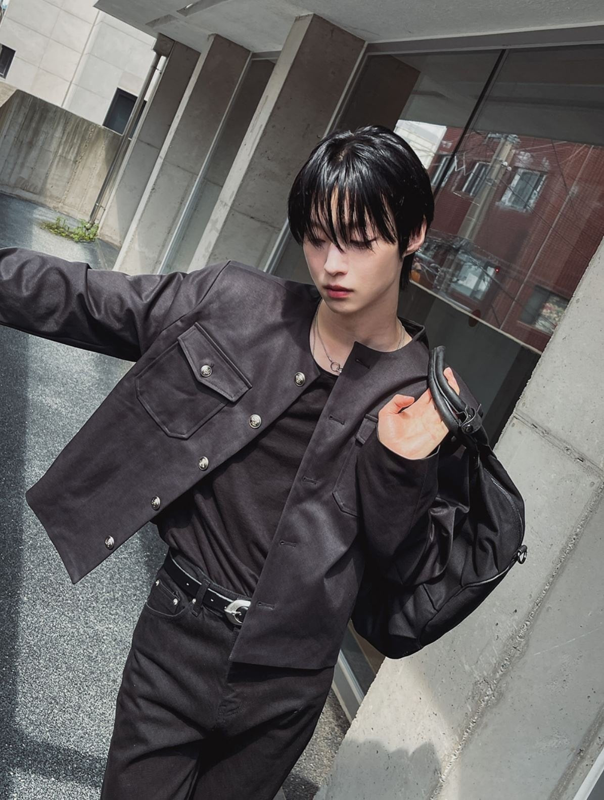 Silver Button Round-Neck Jacket