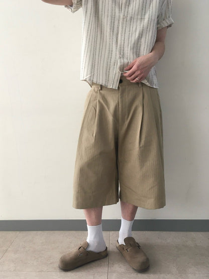 Herringbone Non-Fade Denim Bermuda Shorts