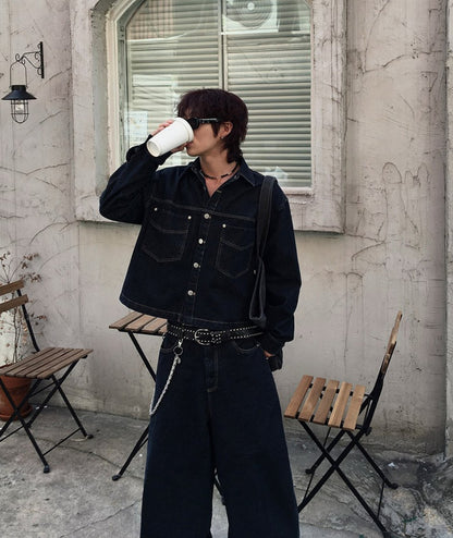 Broad Stripe Denim Set-up