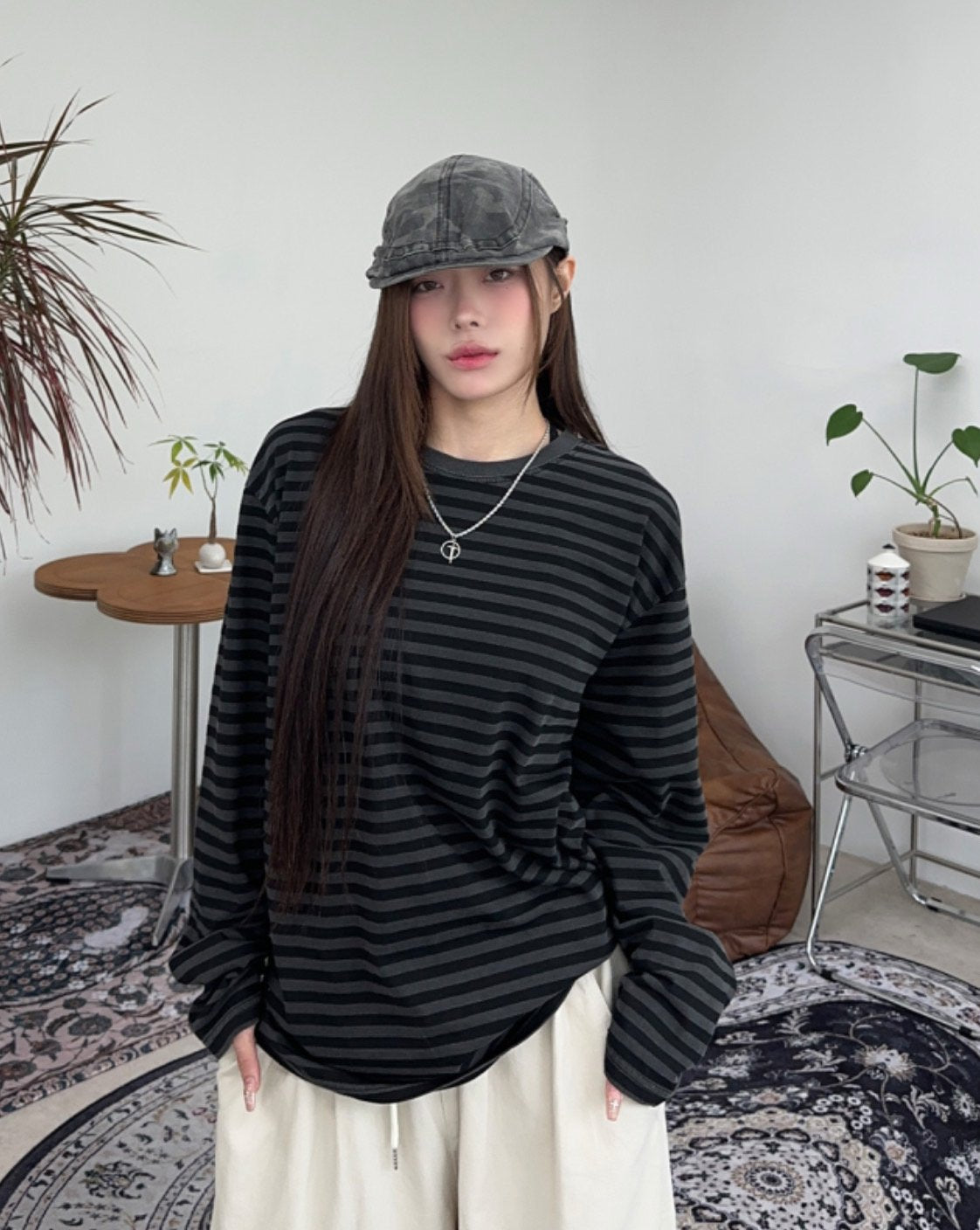 Pigment Stripe Crewneck L/S Tee