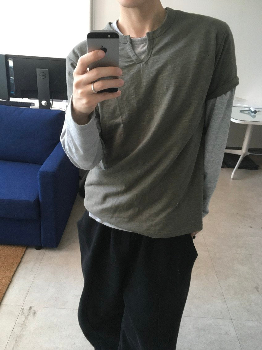 Rough Slub Skip Neck Tee