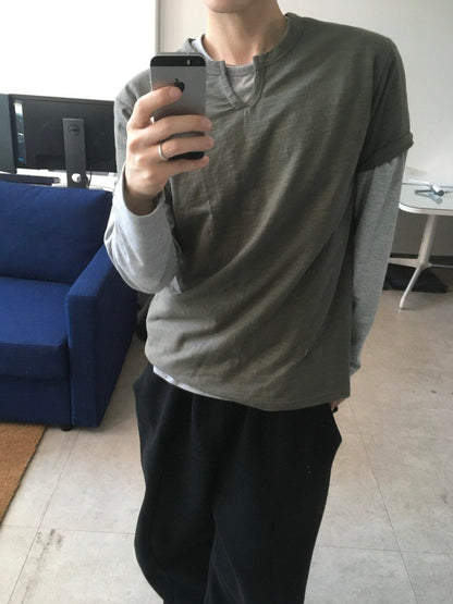 Rough Slub Skip Neck Tee