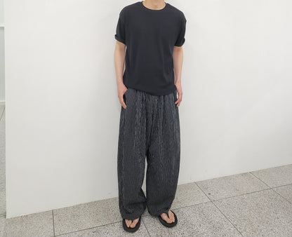 Bulky Fit Stripe Linen Pants
