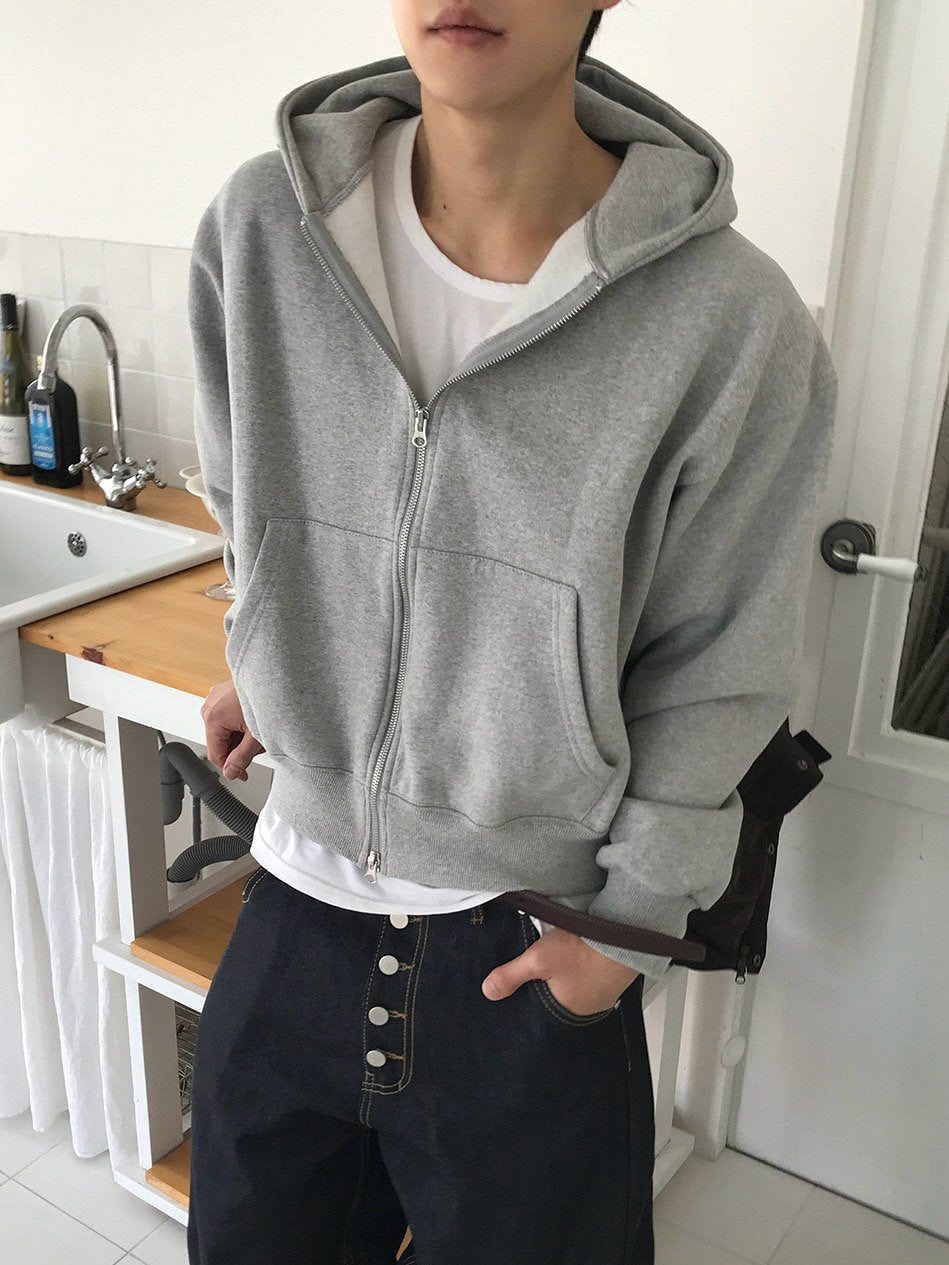 Tone Cropped Fleece Zip Hoodie
