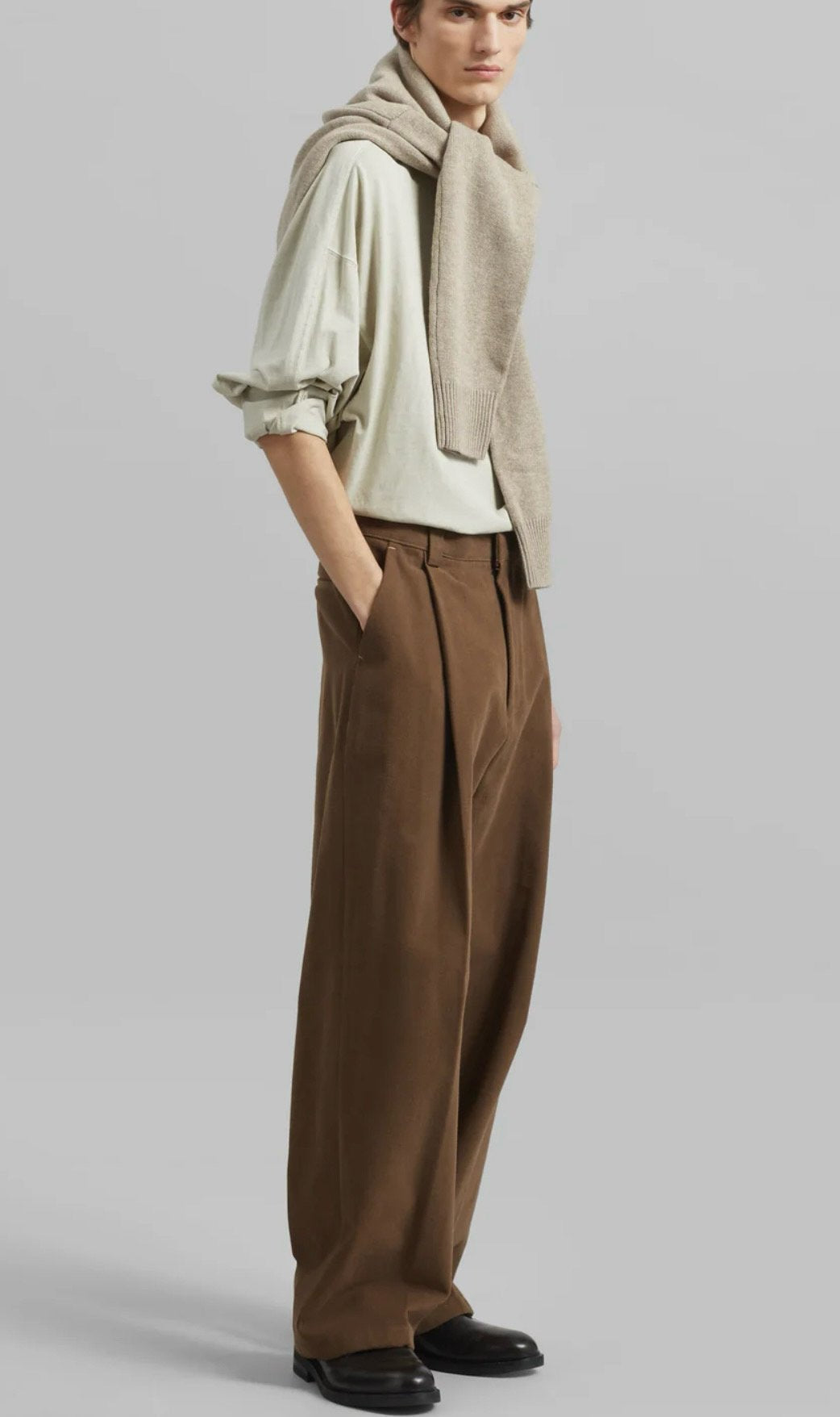 Brushed Twill Tuck Wide Pants