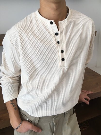 Soft Rib Henley Neck Knit