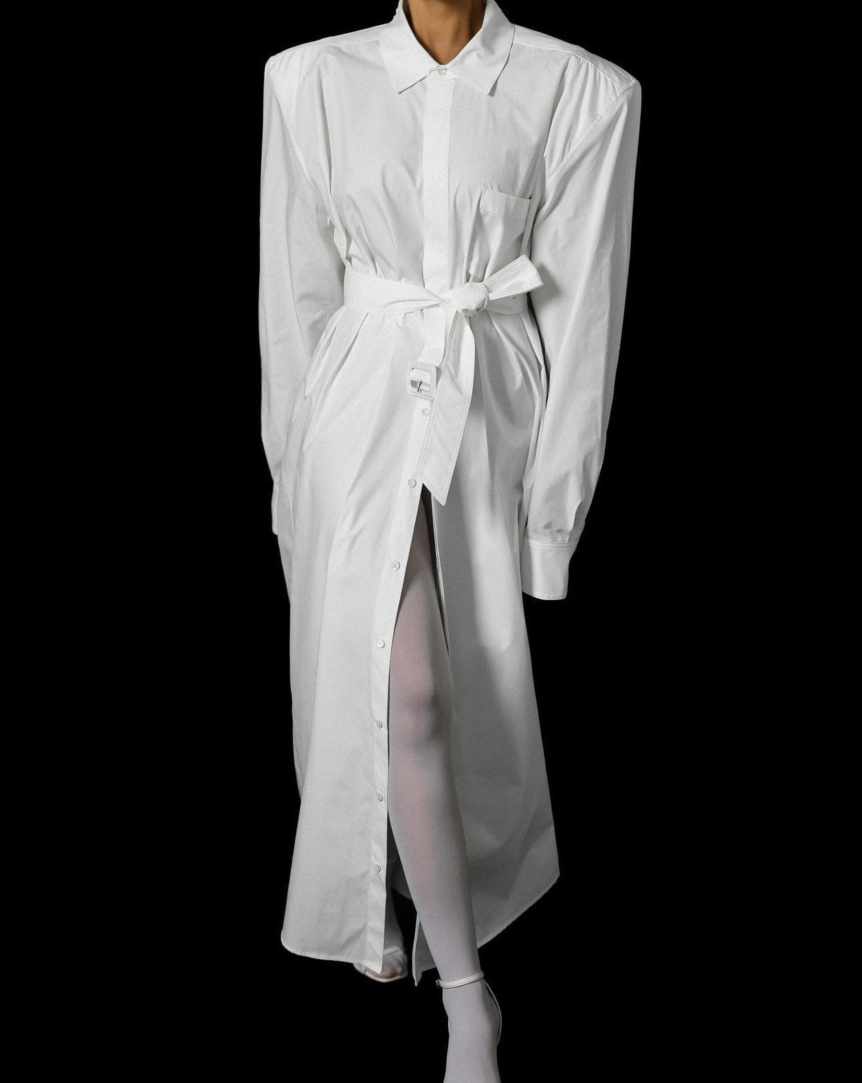 【PAPERMOON 페이퍼 문】SS / Trench Belted Detail Button Down Maxi Shirt Dress